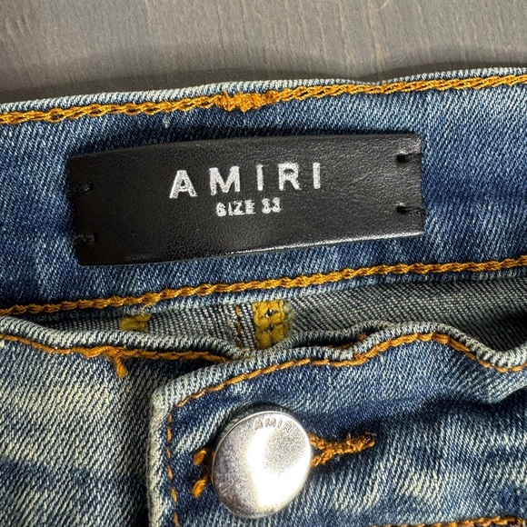 Amiri Mx1 Leather Patch Authentic Size 33 Denim Jeans - Picture 5 of 9